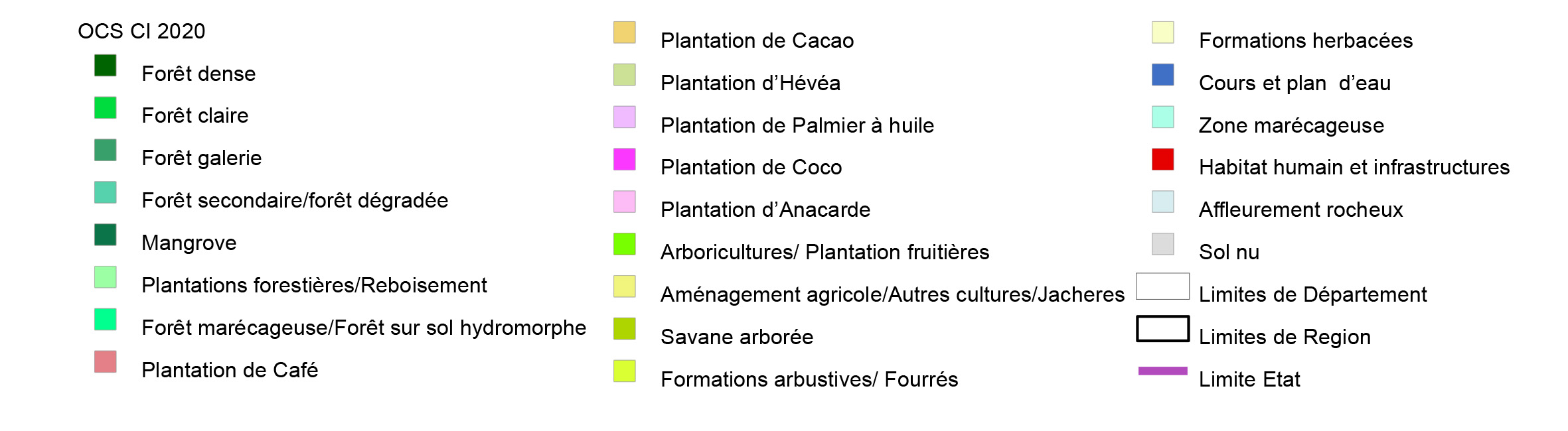 Légende Occupation du sol
